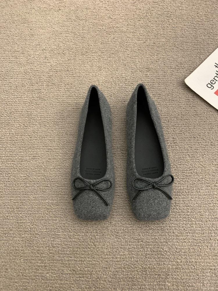 Gentle fairy wind bow shallow mouth single shoes autumn new ballet shoes soft-soled beanie shoes flat-soled ladyshoes