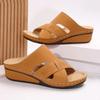 Wearing Beach Flat Mother Shoes Women's Snals Wedge Heel Retro Hollow Slippers