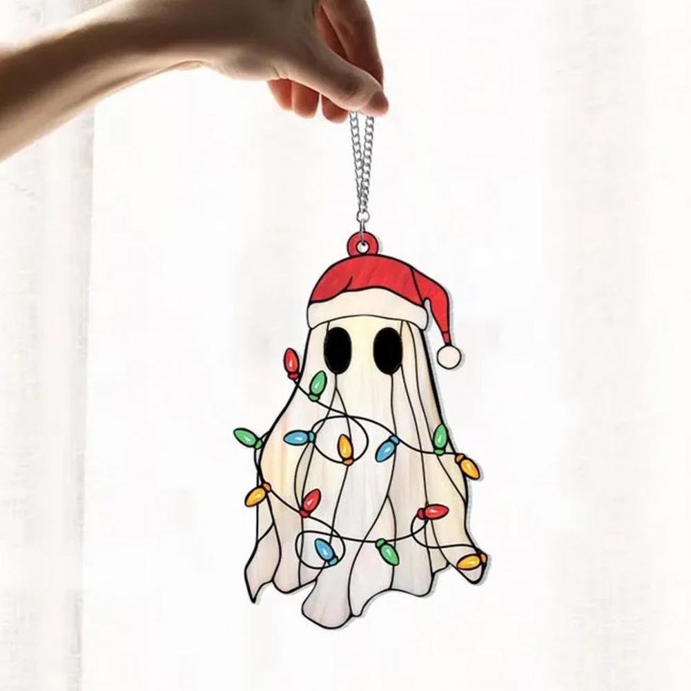 Ghost Suncatcher Party Decoration Halloween Ghost Lampshade Cute Ghost Suncatcher Set for Halloween Decor Stained