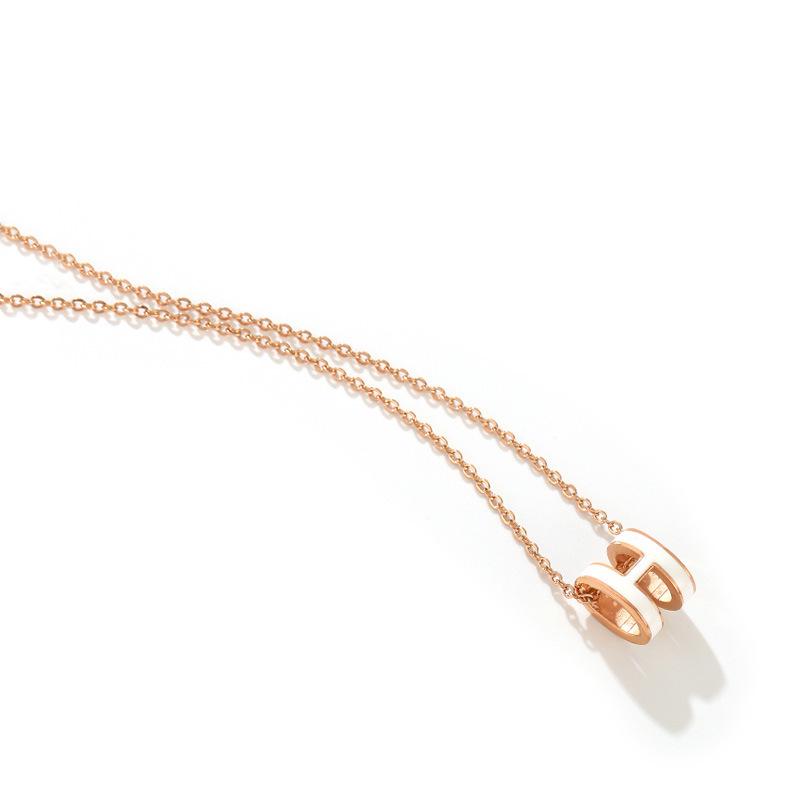 

Новые эмалевые буквы H простые титановые стальные подвески ожерелья для женщин золотого цвета горячая ключичная цепочка для вечеринки ювелирные изделия подарок 45cm