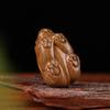 Cute Small Wooden Rabbit Figures 1.37" Green Sandalwood Carving Zodiac Rabbit Handicrafts Desk Home Decoration DIY Pendant Gift
