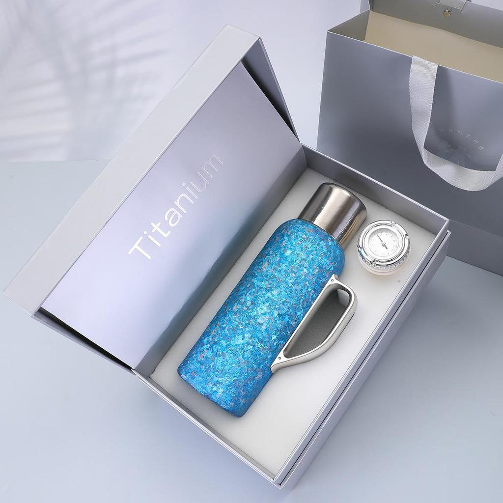 Pure Titanium Insulated Kettle with Thermometer & Titanium Handle for Office and Home