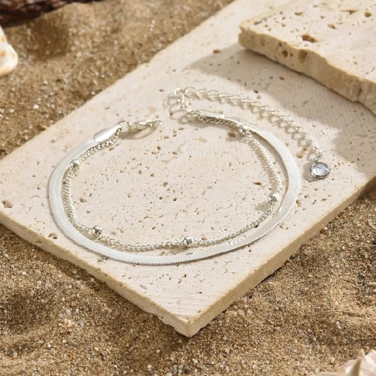 Trendy Alloy Layer Anklet for Women Waterproof Designs With Crystals Embellishments Vocation Accessory Outfits