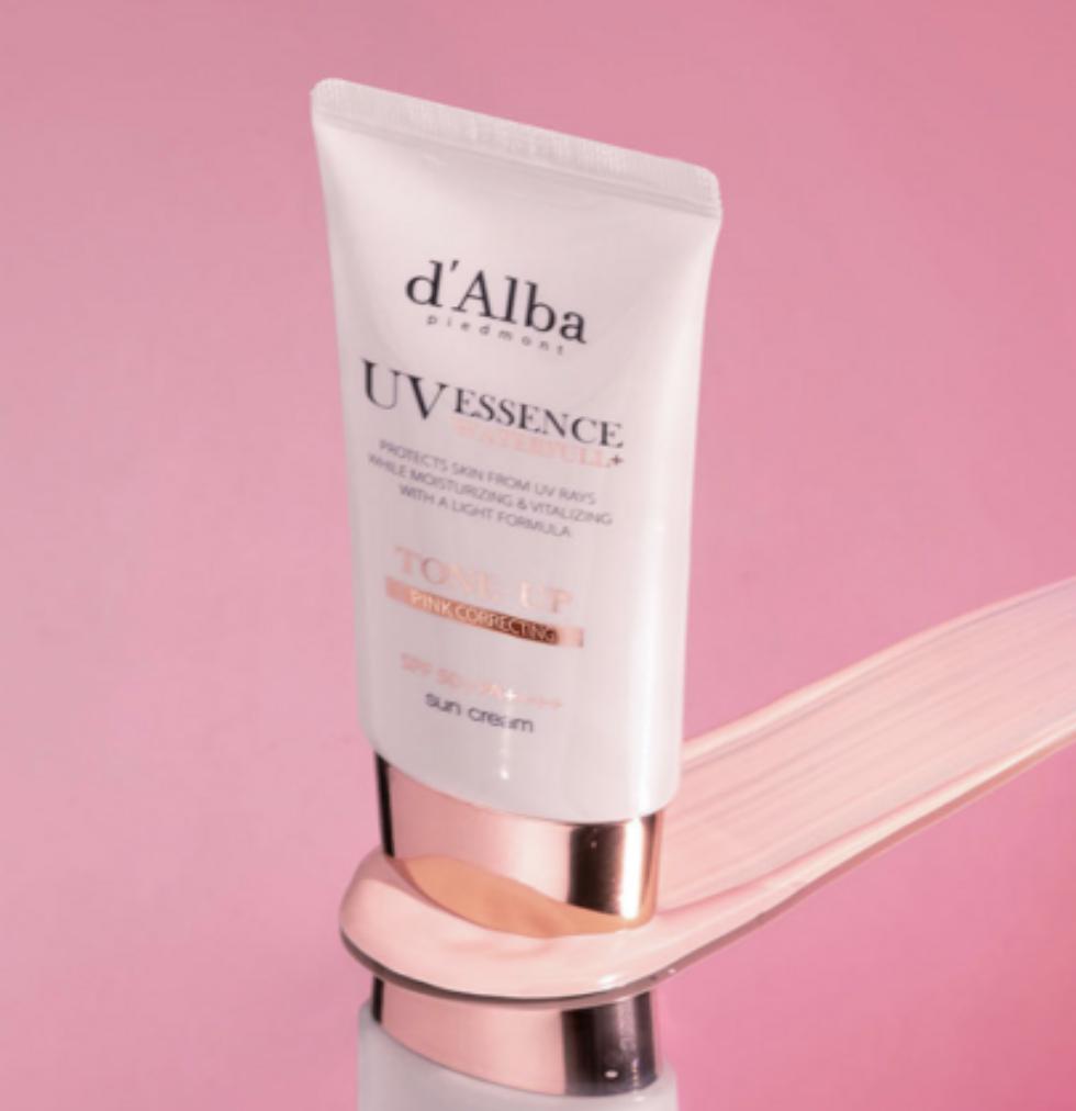 d'Alba Waterfull Tone-Up Sun Cream Pink Brightening Glow 50ml Vegan Sunscreen Daily Sunblock