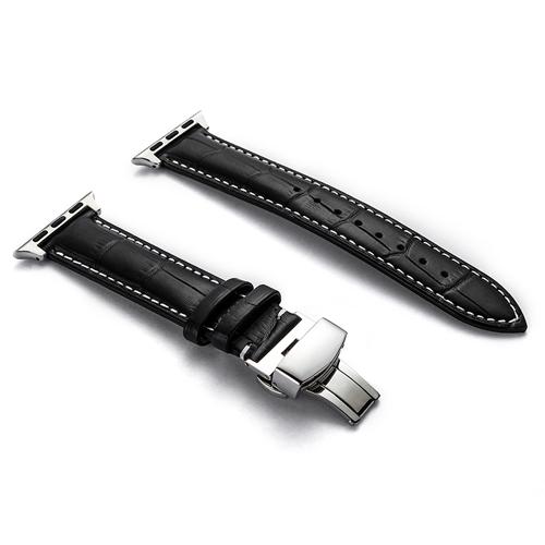Leather strap for Apple watch band 44mm 40mm 45mm 41mm 49mm 42mm 38mm Butterfly buckle Bracelet iwatch serie 3 5 6 se 7 8 ultra