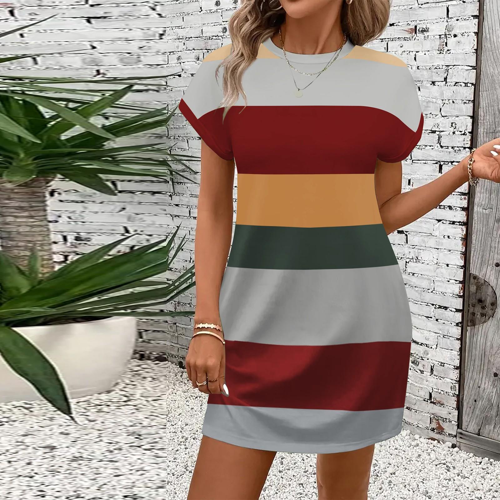 

Женское модное повседневное платье-пуловер из молочного шелка контрастных цветов с круглым вырезом XL