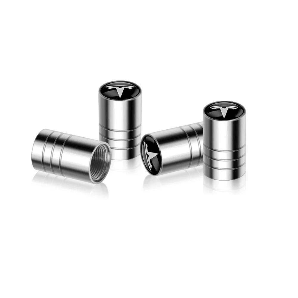 Bilklistermärke Tesla 4 st Bilhjul Däckventilhatt Nylon Nyckelring Snöre Nyckelringar För Tesla WYE Invader Juguete Modell 3 Y S X Spa