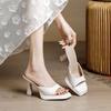 French Niche Comfortable Internet Celebrity High Heel Cool Slippers 2025 Summer New Thick Heel Fairy Height Cool Slippers Women Wear