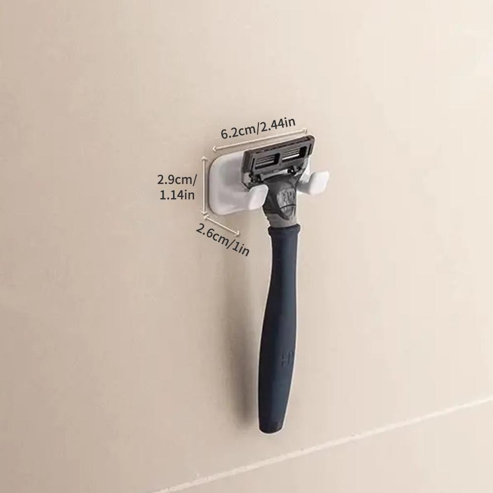 

1 шт. Бытовой держатель для бритвы, без перфорации, настенная полка для хранения, подходит для ванной комнаты, подставка для бритвы для ванной комнаты, белый