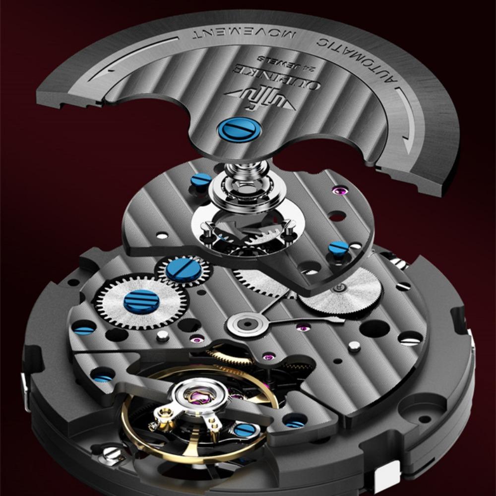 OUPINKE Herrenuhr Multifunktionale mechanische Uhr Hollow Spider Armor Herrenuhr High-End-Uhr