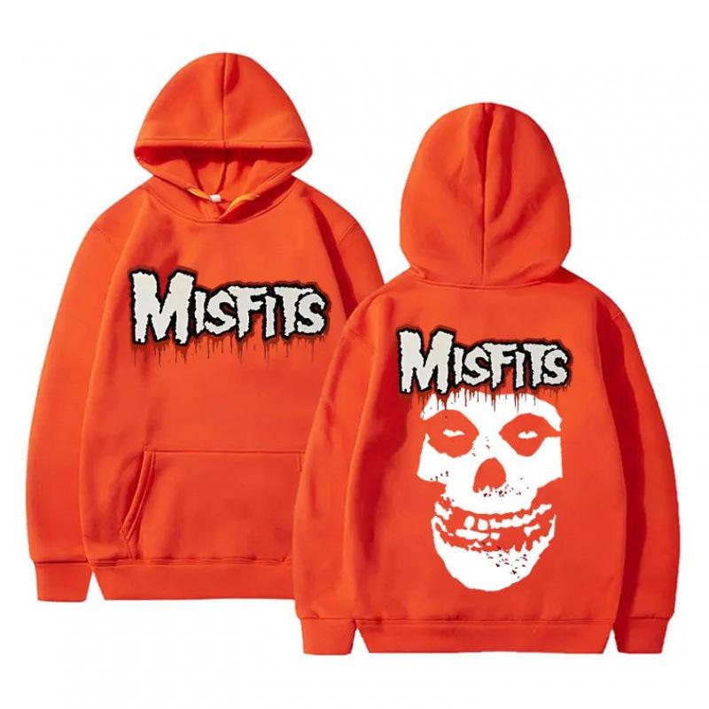 Horror Punk Misfits Skull Rock Print Hoodie