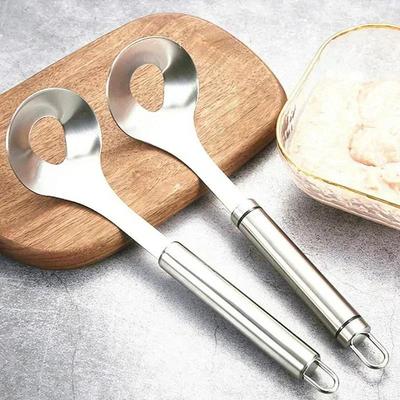 Cucchiaio per Polpette Antiaderente Polpettiera con Foro di Perdita Ellittico Acciaio Inossidabile Stampo per Polpette Gadget da Cucina Strumenti per Carne