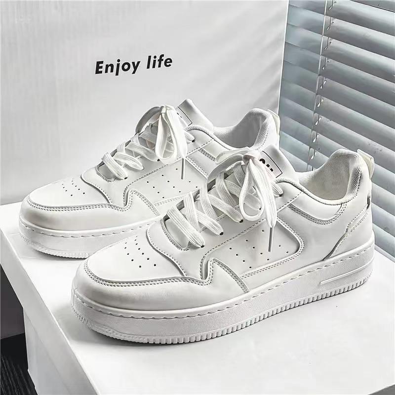 Men's Shoes Fashion White Sneakers For Men Lace up Skateboard Board Shoe Thick Sole Versatile Vulcanized Shoes 