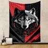 "Fierce Wolf In Red and Black Design" Patterned Tapestry Decorative Wall Hanging, Home Bedroom Living Room Decor