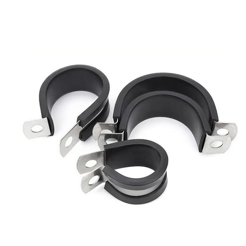 5pcs 304 Stainless Steel Rubber Lined P Clips R-type Pipe Clamp Cable Mounting Hose Pipe Clamp Hose Clamp Fixed Pipe Bracket