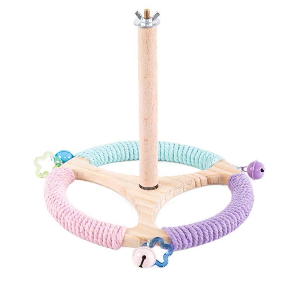 Solid Wood Wood Bird Training Stand Detachable Birds Grinding Perch Holder  Cockatoos