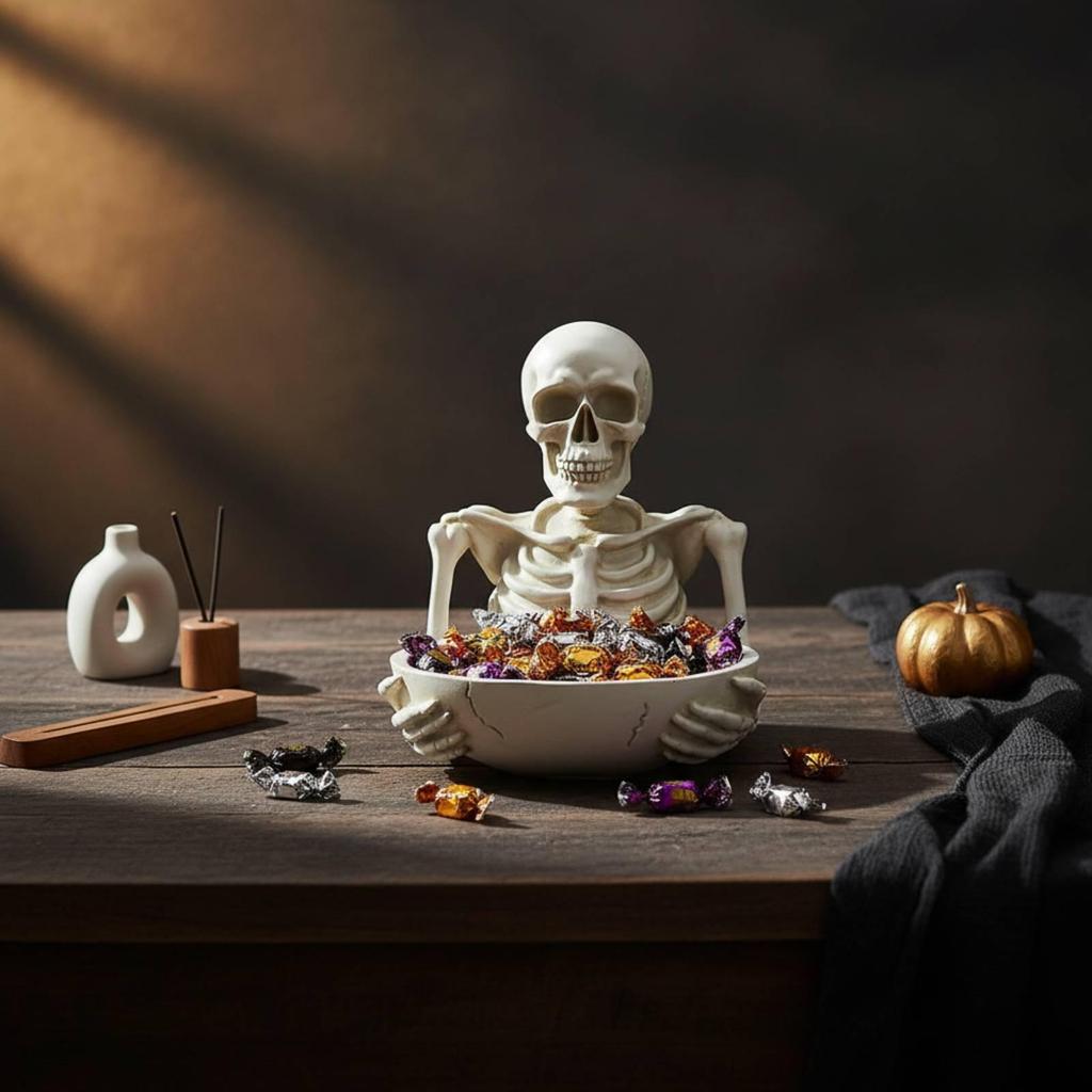 Skull Storage Bowl Tabletop Skeleton Sundries Holder Creepy for Desk