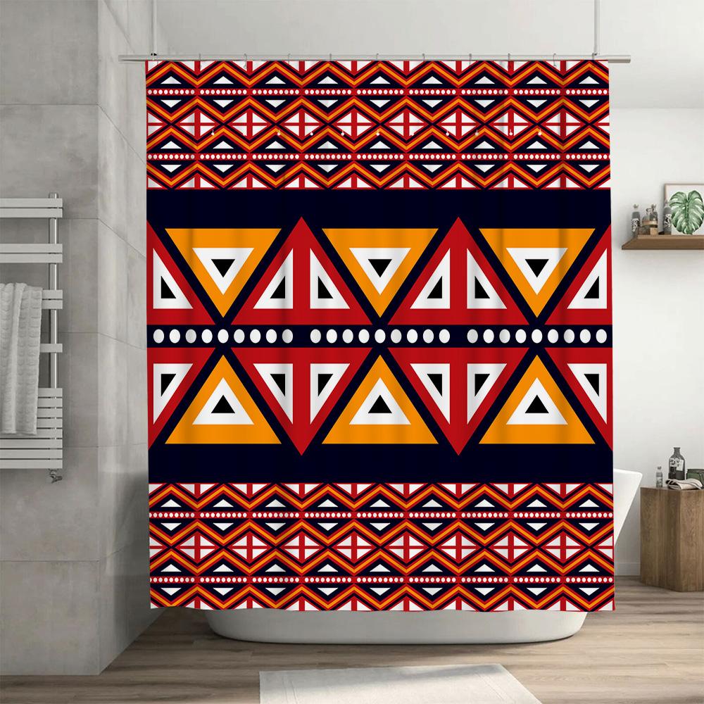 Colorful Geometric Pattern Shower Curtain Modern Design for Bathroom Decor
