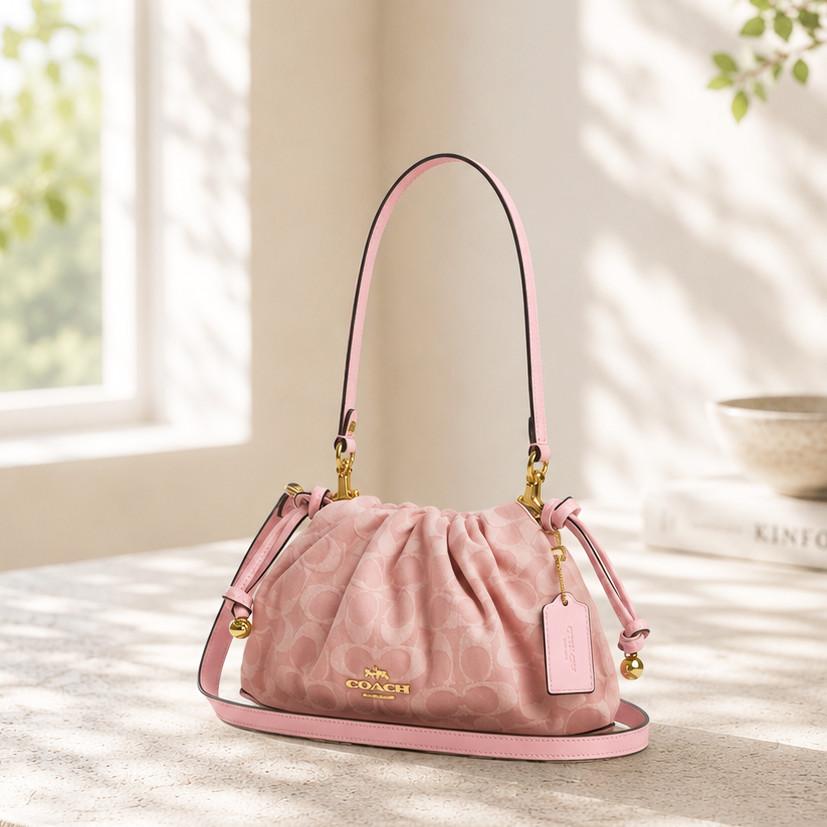 COACH Faye Axelväska Signature Denim Ljusrosa CER68 F S JP DDP