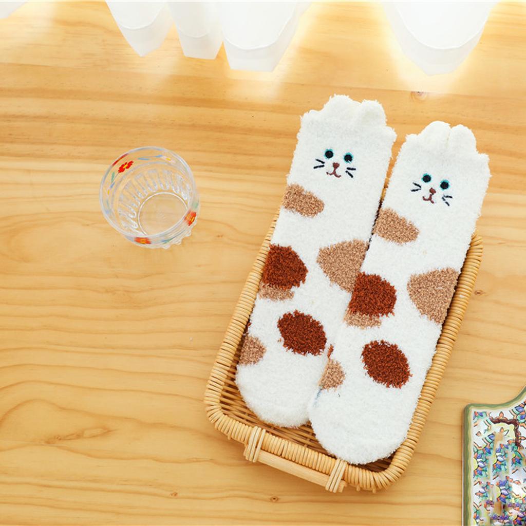 Women Cute Pet Coral Velvet Socks Plus Velvet Warm Home Floor Socks In Tube Socks