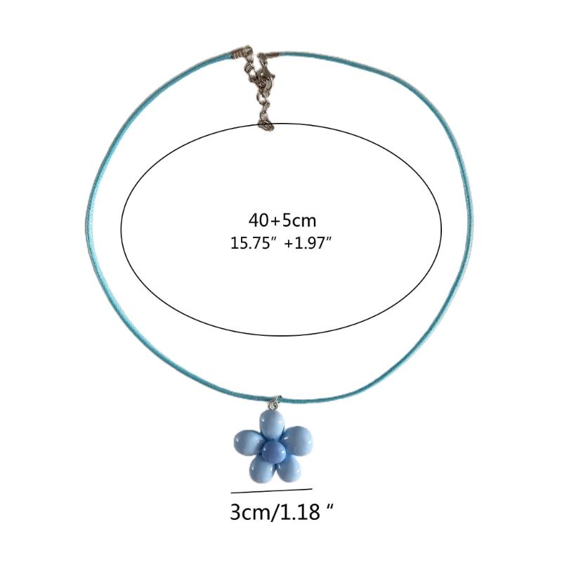 Cute Flower Necklace Colorful Pendant Necklace Romance Neck Jewelry Acrylic Material Gift for Girls and Youthful Women