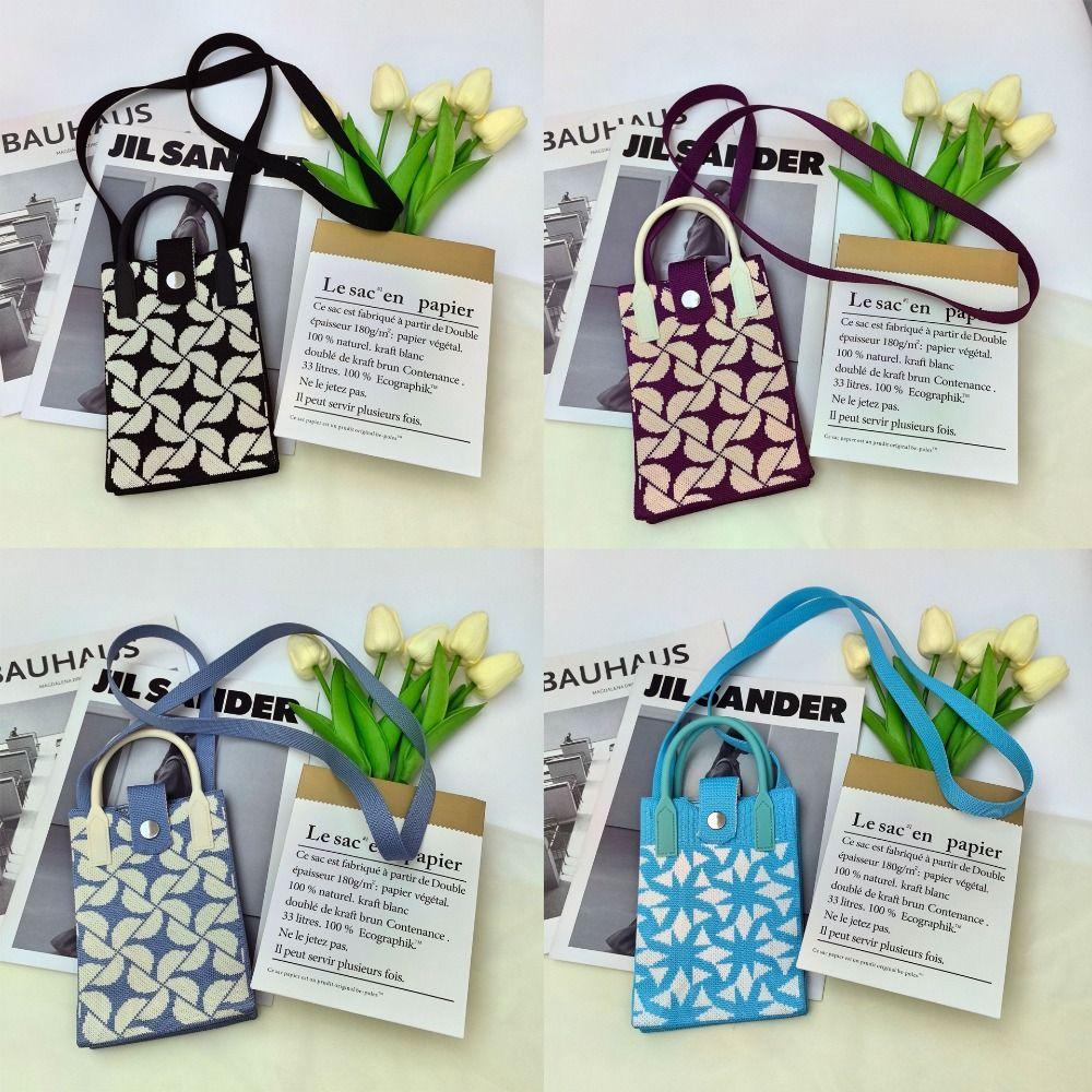 Mini Shoulder Bag Cute Mobile Phone Bag Student Messenger Bag Knitted Handbag Key Holder Lipsticks Pouch