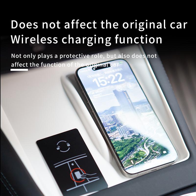 For Tesla Model 3 Highland 2024 Wireless Charging Pad Silicone Dust-Proof Central Control Charger Mat Car Interior Accessories