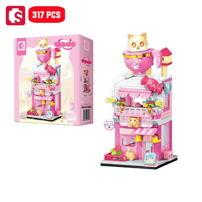 Non-Toxic Sembo Creative City Streetscape Bricks Dessert Shop Assemblage Building Blocks Kits Moc Home Architecture Models Children Gifts Toy