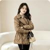 Womens Short Down Jacket Winter Warm Duck Coat With Flip Collar Pocket Design