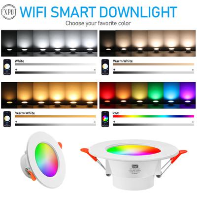85-265v Led Smart Downlight בקרה תואמת Bluetooth Rgbcw Spotlight ניתן לעמעום Alexa Voice/אפליקציה