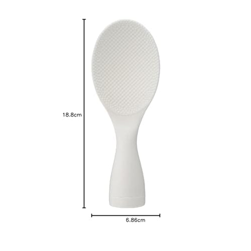 Akebono Sangyo Swing Rice Scoop, White, Made in Japan, Double Embossed, Wobble-Resistant, and Hard to Tip Over, PM-907