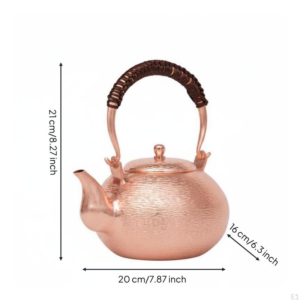 Copper Teapot Smooth Pouring Spout Kettle Hook Handle for Boiling Water, Tea Ceremony