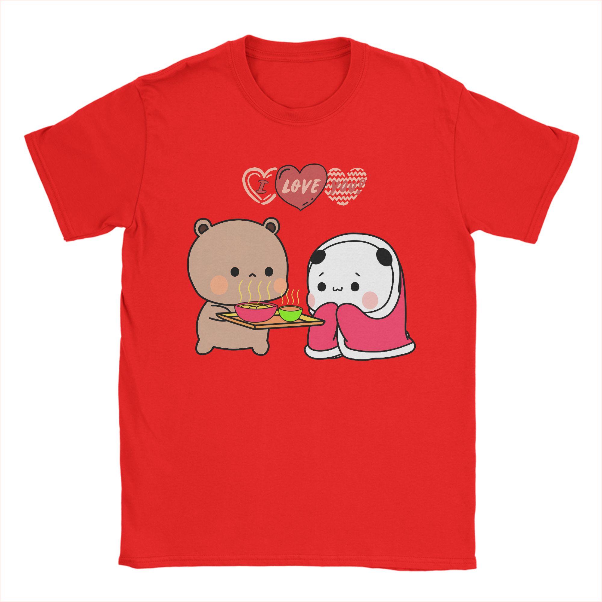 Casual TShirt Summer Panda Bear And Brownie True Love Bubu Dudu Hip Hop TShirts for Mens Awesome Print Short Sleeve Tops S