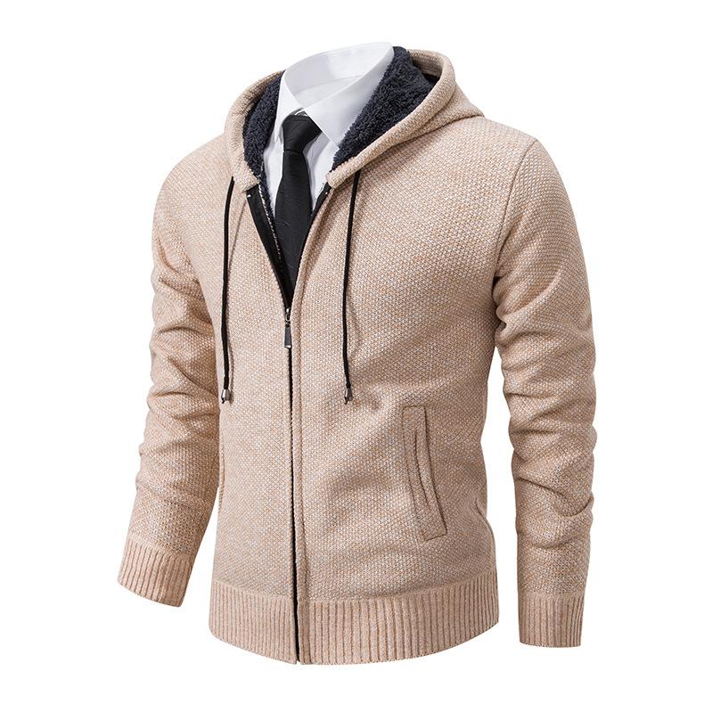 Autumn And Winter Men'S Jacket Cardigan Sweater Men'S Knitted Sweater Hooded Fleece Casual Thickened Jacket Men'S Sweater