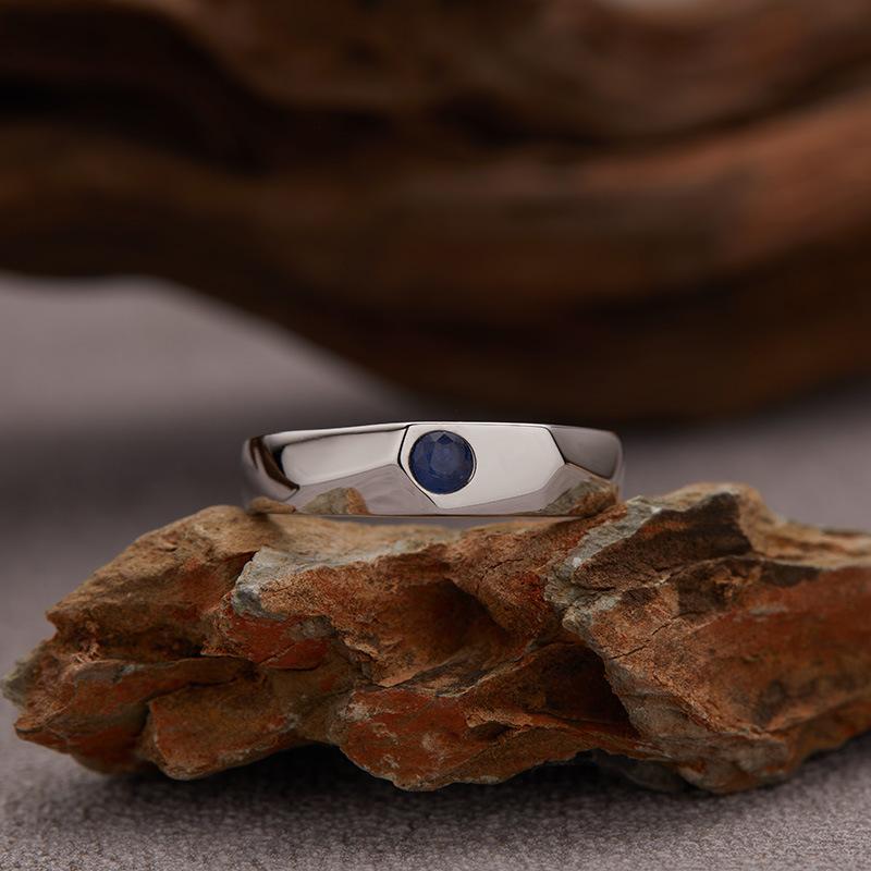 S925 Sterling Silver 18K Natural Sapphire Citrine Limestone Colored Treasure Ring Does Not Fade Niche High Sense