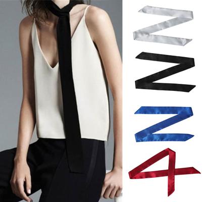 Cinta fina y suave para la cabeza, pañuelo de seda de imitación, cinta decorativa de estilo largo, pañuelo para la cabeza para mujer, accesorio para el cabello