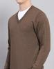 MONTE CARLO Mens Solid Brown V Neck Full Sleeve Pullover