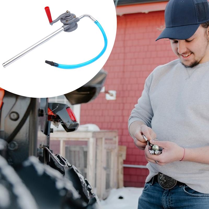 Oil Hand Pump Fluid Transfer Pump Manual Aluminum Alloy Lightweight Automotive Engine Oil Extractor Hand Crank Portable Oil Drum