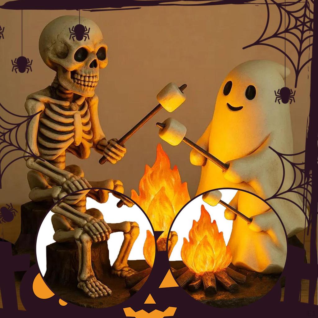 Halloween Campfire Night Light Gift Collection Skeleton Figurine Tabletop Ornament for