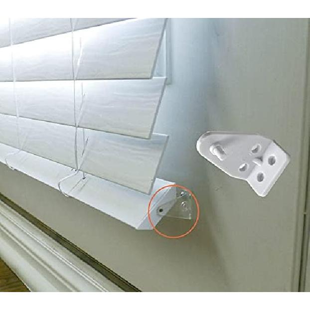 Cutelec 8pcs Hold Down Bracket Bottom Rail Hold Clips White Plastic On 1inch Mini Blinds