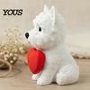 Office Desk Pet Decor 3D Printed West Highland Terrier Figurine, Cute Dog Statue Holding Red Heart, Small Sculpture Car Dashboard Decor,