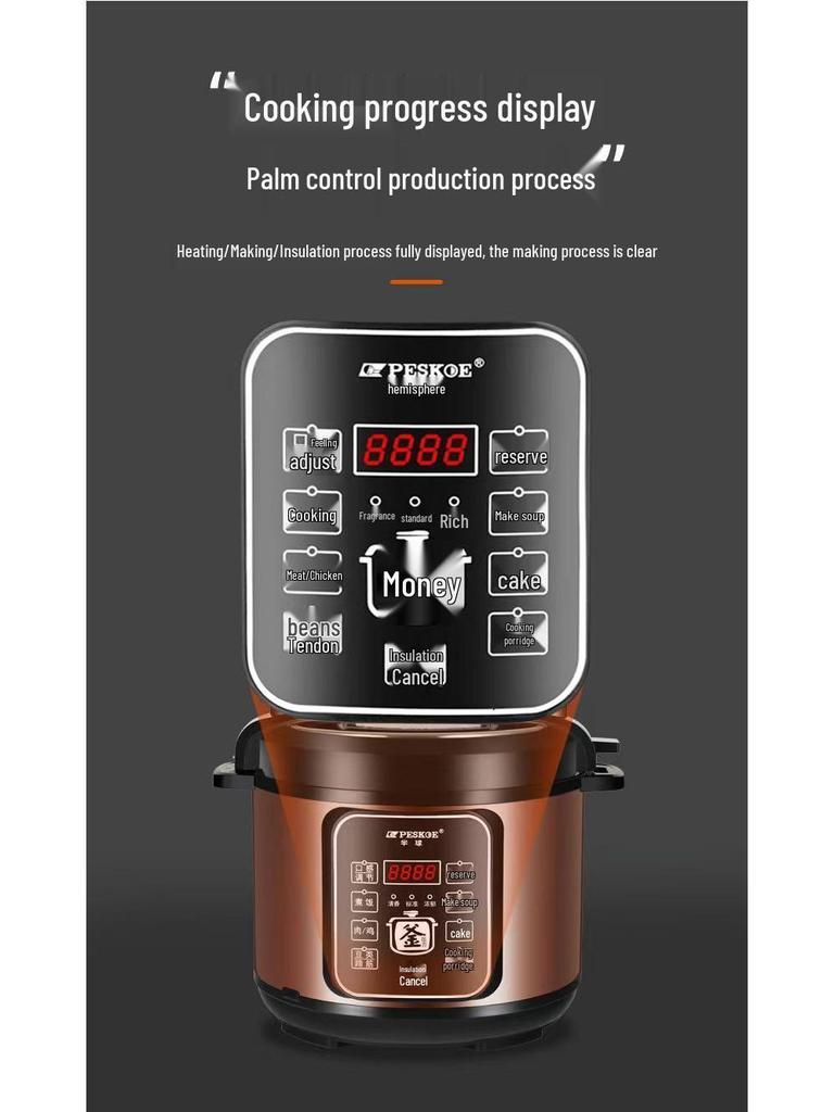 Multifunctional Electric Pressure Cooker: High-Pressure, Intelligent, Large-Capacity Rice and Soup Cooker.
