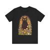 Black Cat In Flower Garden Art Nature & Spring Design T-Shirt