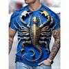 Fashion Men's Crew Neck Short Sleeve 3D Animal Color Printing Animal Short Sleeve Crew Neck T-Shirt
