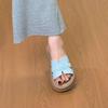 Summer champagne thick-bottomed one-word drag women's summer outer wear non-slip casual woven beach cool slippers