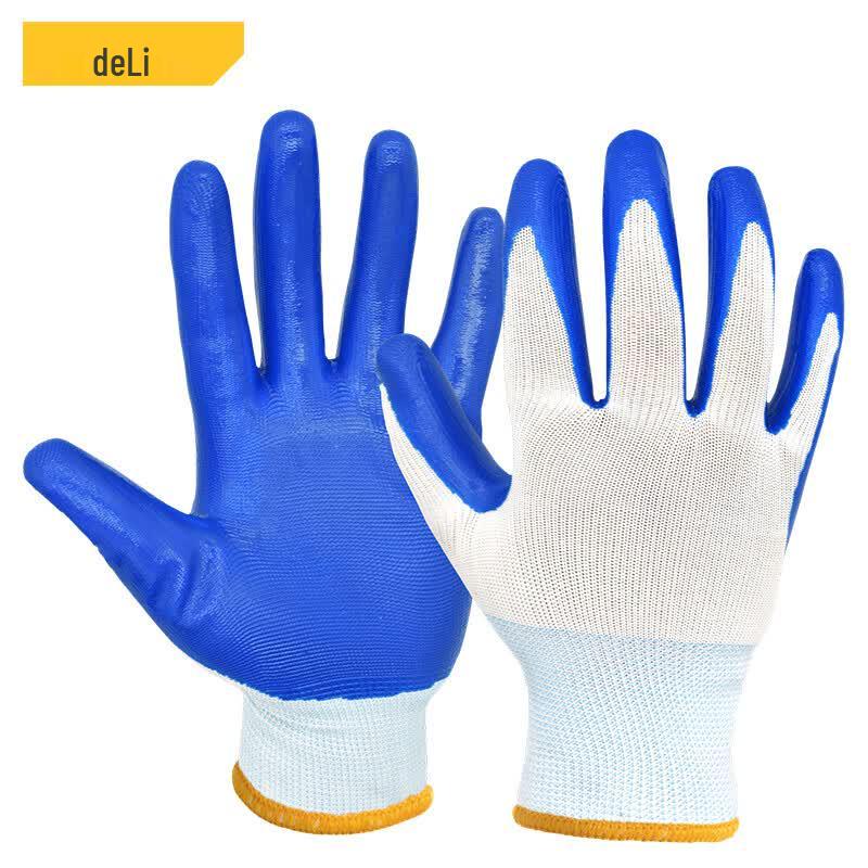 Deli 13-Gauge Nitrile Dipped Work Gloves