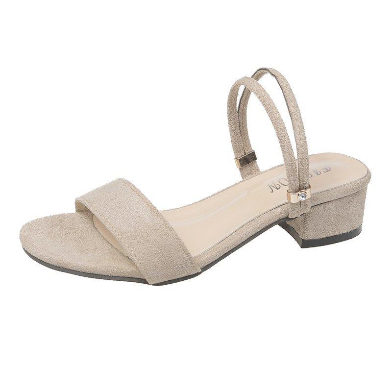 

Летние женские сандалии на толстом каблуке, элегантные туфли, женские тапочки, сандалии 33EU/CN34 абрикосовый