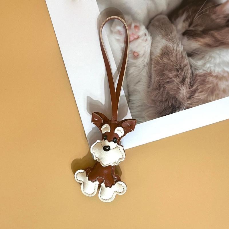 Multipurpose Schnauzer Dog Keychain Fashion Accessory for Pet Lovers and Stylish Individuals In Sturdy PU Leather