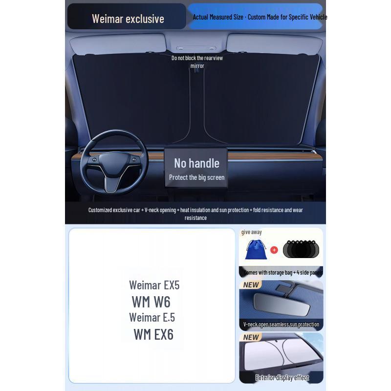 Car Sun Visor Sunshade for Small Windows - Heat Insulation Curtain for Interior Windshield