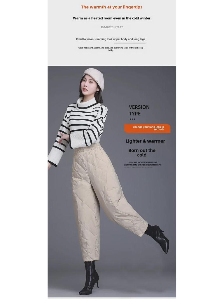 2024 Hochtaillierte Warme Leichte Daunen Baumwolle Harems Hose